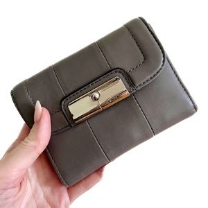 Coach gray leather wallet with magnetic closure